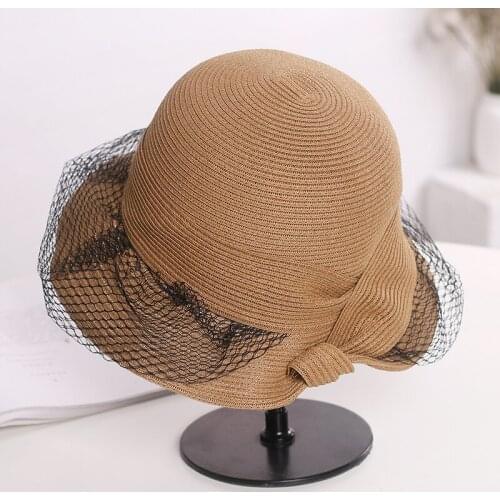 New Raffia hat elegant for women Beach Straw hat Womens bucket hat Cap female womens summer hats braided straw hat Mesh hat