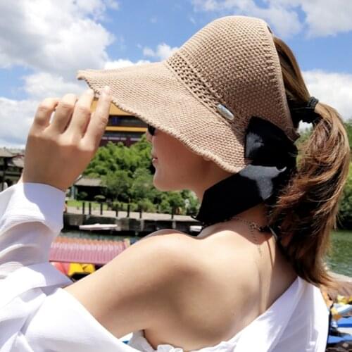 Spring summer sun Hat large brim sun protection women foldable Cotton linen cap Bonnet peaked cap Panama hats for womens hats