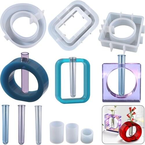Vase Silicone Mold DIY Flower Hydroponic Epoxy Resin Mold Tube Vase Home Decoration Office Table Flower Arrangement Vase