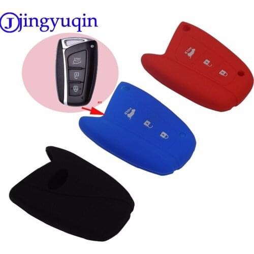 Jingyuqin Silicone Remote Car-Styling Key Case Cover For Hyundai Solaris ix35 ix45 Accent Elantra Santa Fe Accessories 3 Buttons