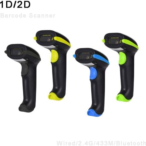 Wireless Barcode Scanner 2.4G 433M Bluetooth 1D 2D Code Reader Laser Scanner for POS System Supermarket Retail Drop Shipping