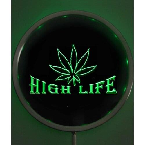 Rs-0403 High Life Weed LED Neon Round Signs 25cm/ 10 Inch - Bar Sign with RGB Multi-Color Remote Wireless Control Function