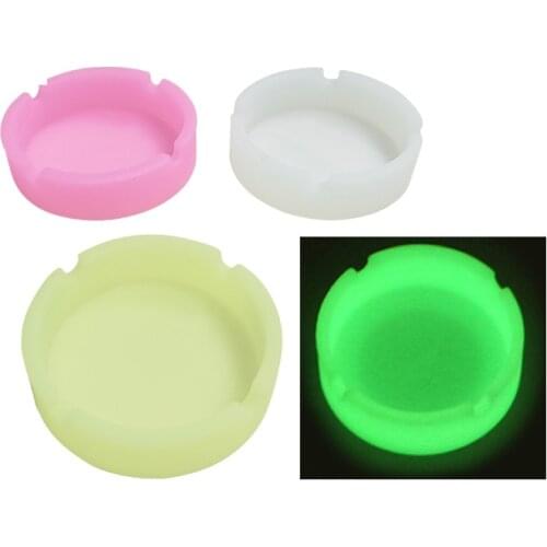1PCS Luminous Silicone Gel Ashtray Light Circular Ashtray New Fluorescent Smoke Convenient Cigarette Case Drop Creative Ashtrays