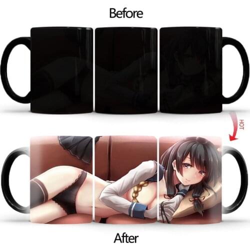 Creative girl on the sofa Magic Mug,Color Changing Cup Ceramic Discoloration Coffee Tea Mugs Drinkware dropshipping BSKT-009