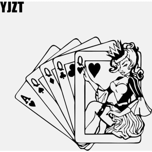 YJZT 15.6*13CM Coolest Poker Cards Decor Vinyl Personalized Graphic Black/Silver C12-1272