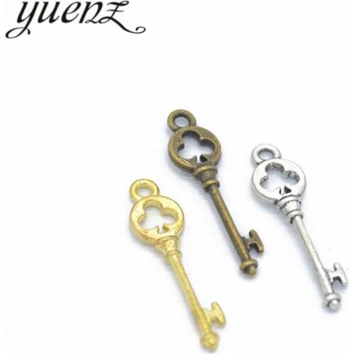 YuenZ 25 pcs Antique Silver color key Charms Pendants for Bracelet Necklace DIY Jewelry Making Finding Accessories 28*7mm O221