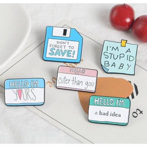 Funny Sticky Notes Hello I'm Yours Enamel Pin Cute Message Lapel Pin Daily Plan Memo Paper Badges Brooches For Women jewelry