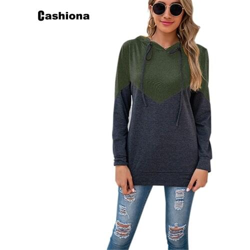 Cashiona Trendy 2020 Women Hoodie Sweatshirts Autumn Long Sleeve Patchwork Color Tops Clothing Plus size Femme Casual Sweatshirt