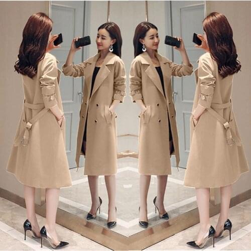 Spring Autumn Trench Coat Slim Single Breasted Trench Coat Woman Trench Coat Long Women Windbreakers Plus Size Overcoat Femmino