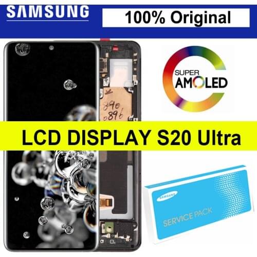 100% Original 6.9" Super AMOLED For Samsung Galaxy S20 Ultra G988F G988B/DS LCD Display Touch Screen Digitizer Assembly