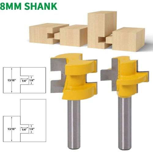 2PCS/Set 8MM Shank Milling Cutter Wood Carving Knife Square Tooth T-Slot Tenon Milling Cutter Router Bits for Woodworking Tools