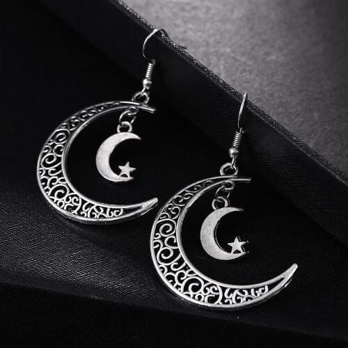 2021 New Fashion Vintage Crescent Moon Earrings Moon Dangle Earrings Handmade Statement Earrings Women Earrings Aretes De Mujer