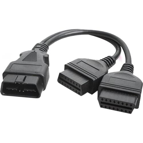 30cm 16Pin OBD2 Connector Cable Male to Dual Female Y Cable OBDII Splitter Extension Cable Car Diagnosis Cable
