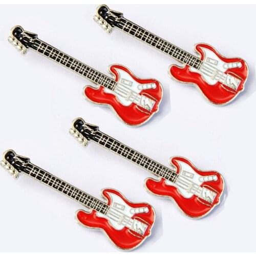 Lots 5pcs band red Guitar Rock N Roll musical Metal Pin lapel Fans Gifts Jewelry 1 X 3 CM