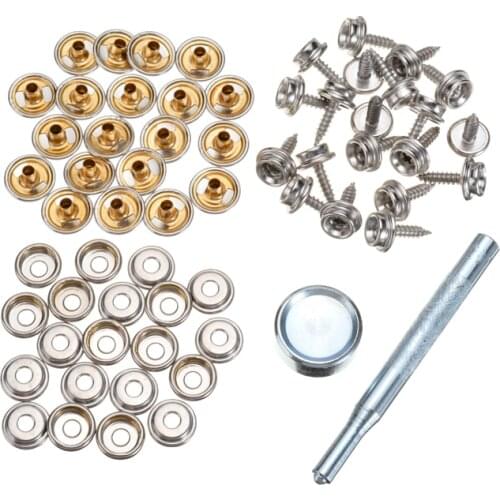 62pcs Stainless Steel Snap Fastener Button Screw Studs Sockets Buttons Snap Fasteners for Boat Marine Cover Tent Acceessories