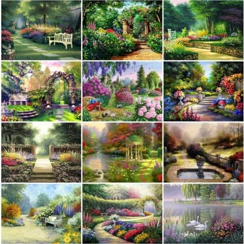 EverShine 5D Diamond Embroidery Scenery Garden Full Square Diamond Painting Cross Stitch Landscape Mosaic Art Wall Decor