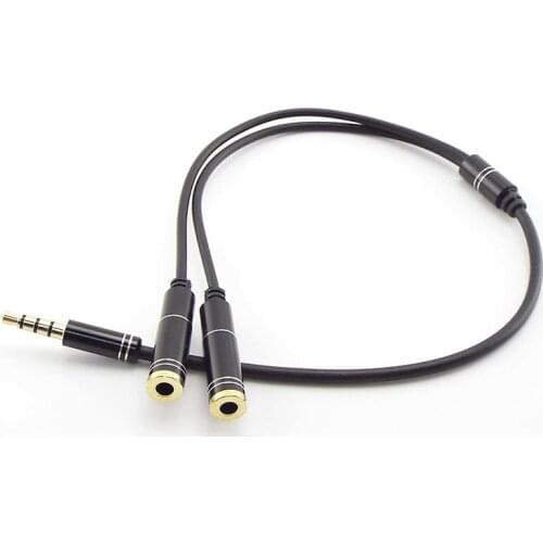 3.5mm Stereo Plug Audio Cable Male to 2 Female Converters Headset Mic Y Splitter Cable Adapter Mobile Phone Adapters Connectors