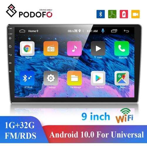 Podofo 2Din Android Car Radio GPS 9Inch Multimedia Video Player Auto Stereo Receiver For VW Nissan Hyundai Kia Toyota Audio