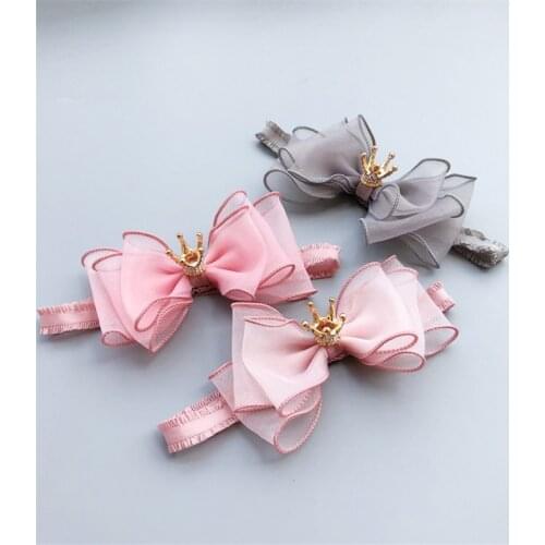 Baby Girls Bowknot Crown Headband Lace Elastic Princess Hair Band Fashion New Style Children Kids Hair Accessories