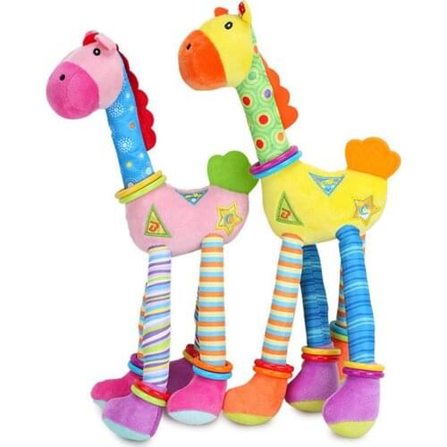 Baby Toys 0-12 months Crib Mobile Rattles Cute Plush Toy for Stroller Bed Hanging Cartoon Animal Wind Chime with Silicon Teether