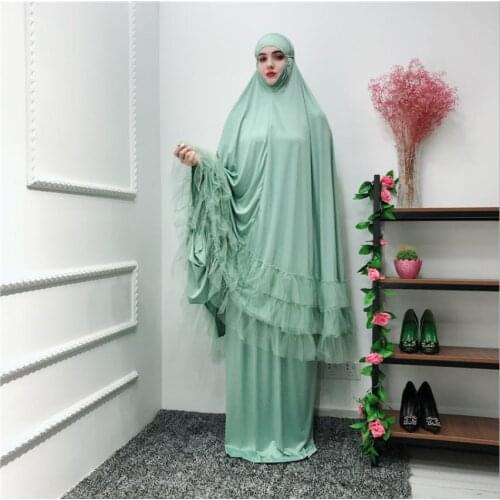 Full length big swing Muslim abaya Robes Arab Islamic Ramadan ruffles tops + skirts muslim dress Worship Service abayas Wq1524