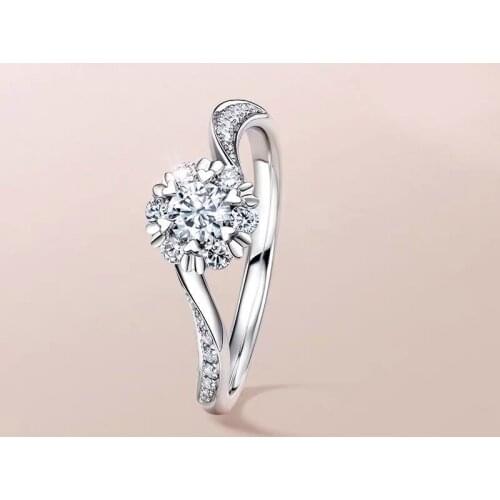 Inbeaut 925 Silver New Arrival Round Excellent Cut 1 ct Pass Diamond Test Moissanite Ring Women Snowfake Ring Luxury Jewelry