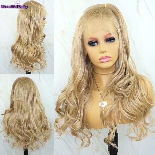 Beautiful Diary Long Body Wavy Blonde Lace Front Wigs With Pur Placked Hairline Futura Hair 13X6 Synthetic Lace Front Wigs