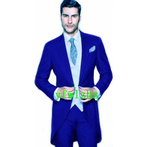 Handsome Groomsmen Peak Lapel Groom Tuxedos Wedding Dress Men Suits Blazer Prom Dinner (Jacket+Pants+Tie+Vest) A7116