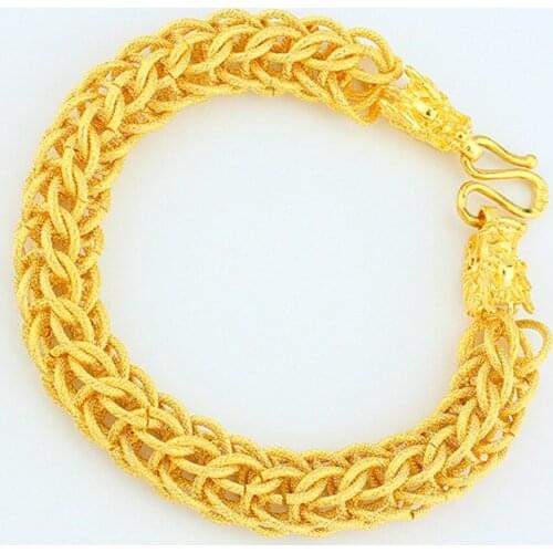 Cool Mens Bracelet Yellow Gold Filled Thick Mesh Chain Bracelet