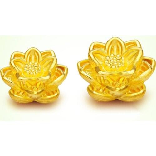 1pcs 999 Hot Sale Pure 24K Yellow Gold Perfect Lotus Woman &Babys Lucky DIY Pendant 12*8mm