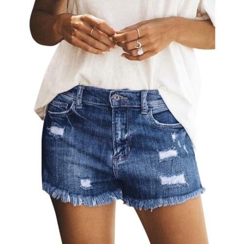 2021 summer European and American New Womens Denim Hot Pants Solid Color Slim Pocket Shorts Fashion Raw Jeans For Women