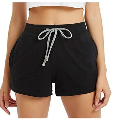 Summer Women Shorts Pajamas Solid Drawstring Pocket Female Shorts Womens Home Clothes Sleep Bottom Shorts Homewear