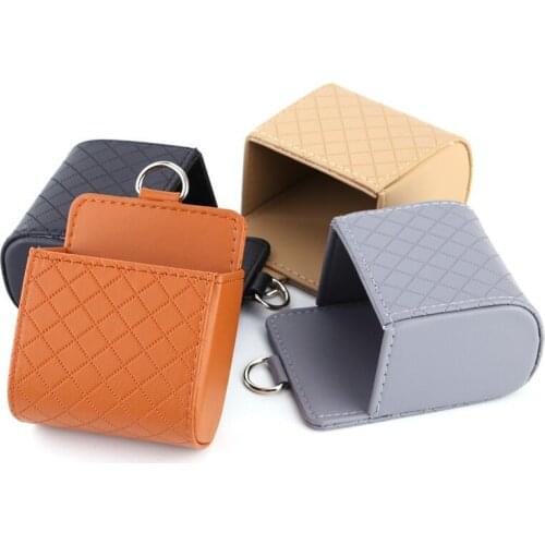 Fashion Car Seat Back Storage Bag Leather Solid Color Tidy Case Hanging Bags For Mobile Phone Glasses Cards Foods Car Styling