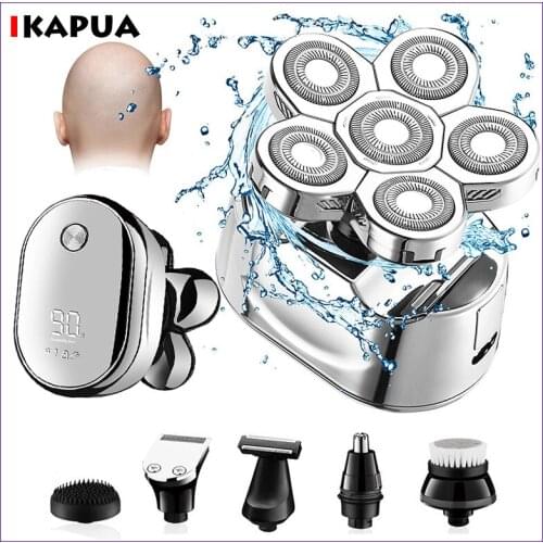 6 Blade Powerful Digital Display Electric Shaver Hair Trimmer Beard Electric Razor Wet Dry Facial Body Balds Shaving Machine Kit