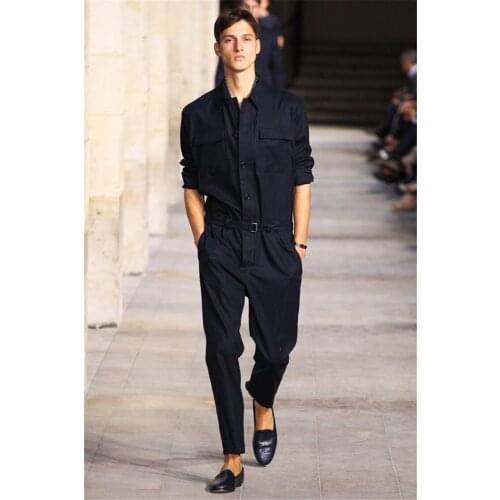 S-5XL The spring NEW mens plus size Jumpsuit overalls runway fashion slim jumpsuits Siamese custom stage singer costumes