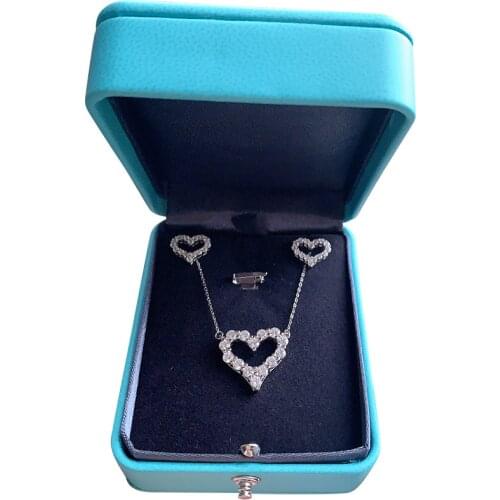 925 silver Valentines Day set necklace earrings heart-shape creative fashion moissanite earrings female moissanite jewelry