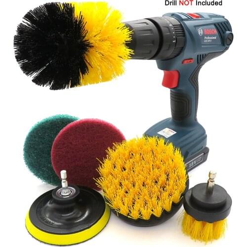 Drill Brush Attachment Set Scrubber Brush Scouring and Scrub Pads All Purpose Cleaner For sofa, kitchen, bathroom etc(6pcs