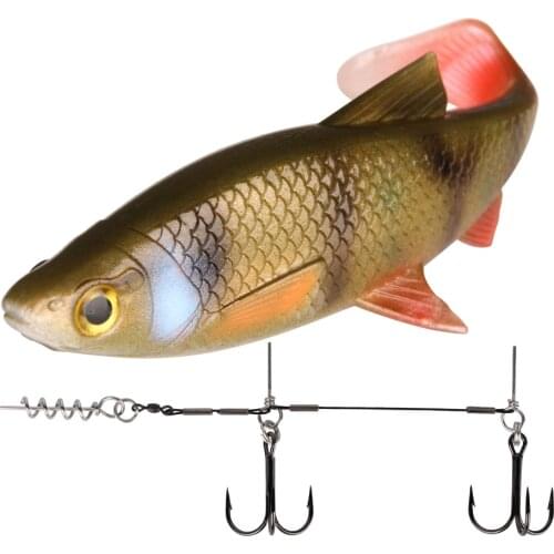 Spinpoler 1pc 40g/84g 3D Scanned paddle tail swimbaits + 1PC Double VMC Hooks With Screw Connector fishing lures Kits Set