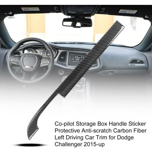 Co-pilot Storage Box Handle Sticker Protective Anti-scratch Carbon Fiber Left Driving Car Trim for Dodge- Challenger 2015-up