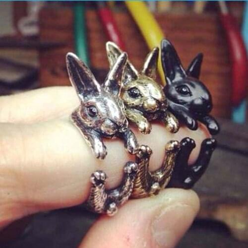 OPPOHERE Super Cute Animal Rabbit Bunny Ring Vintage Wrap Adjustable Size Chic Rings for Women Party Rings 2020 Fashion new