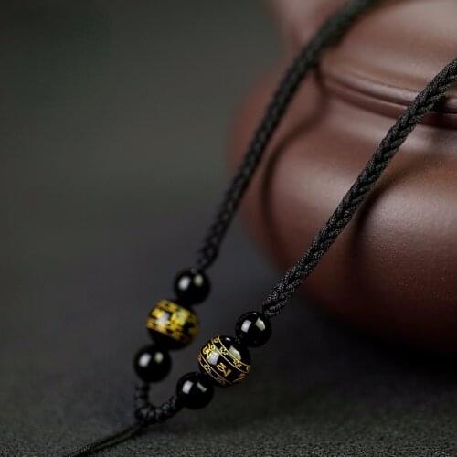Natural Classic Hand Woven Jade Necklace Fashion Pendant Jewelry Black Rope Women Men Pendant