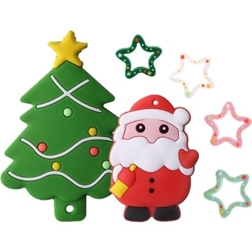 5pcs Baby Teether Safety Silicone Christmas Teethers for Baby Infant Kids Chew Tooth Toys Stereo Tooth Glue Molar Stick