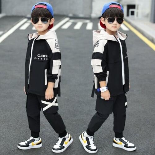 Letters Spring Autumn Childrens Clothes Suit Baby Boys Coat + Pants 2pcs/Set Kids Teenage Gift Formal Boy Clothing High Quality