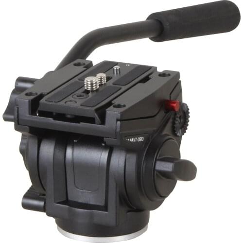 Moveski VT-3510 Heavy Duty Video Camera Tripod Fluid Drag Pan Head with 1/4 and 3/8 inches Screws Sliding Plate for DSLR Cameras