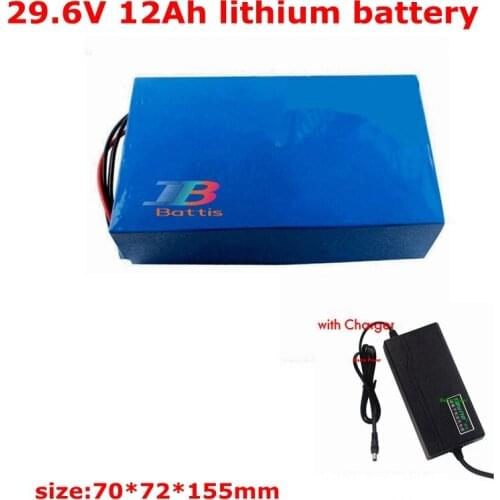 29.6V 12AH lithium 29v 12ah li-ion replace lead acid battery BMS 8S 18650 for 1000w 30v e-bike medical monitor + 3a charger