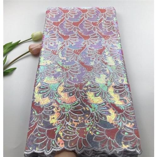 Stylish 2019 Organza French Lace Sequins Embroidered Lace Fabric For Wedding Dress New Arrival African Lace Fabric High Quality