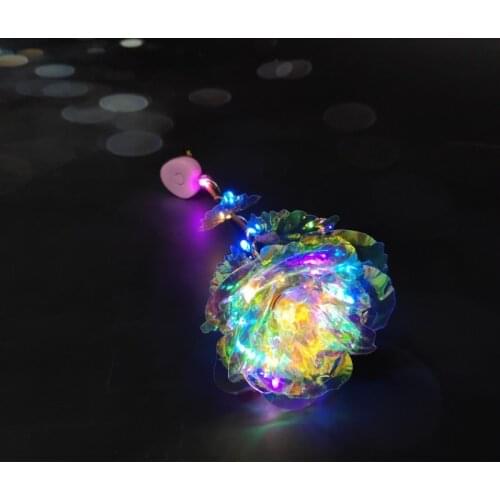 LED Galaxy Foil Flowers Home Decor Fake Roses Valentines Day Gift for Girls Wedding Decor Lover Lighting Rose #4