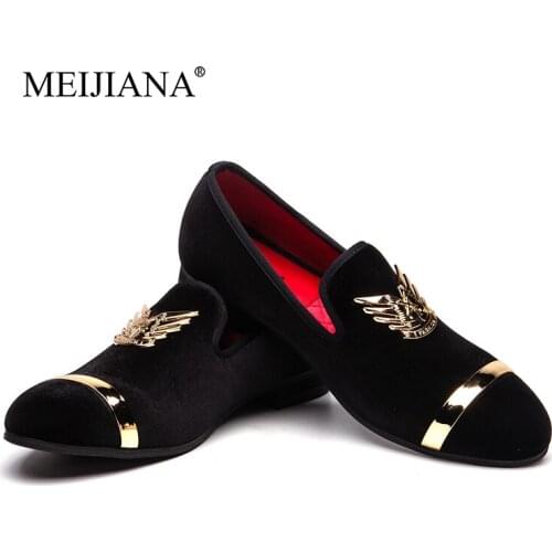 MEIJIANA Comfortable Men Shoes Casual Flat Shoes Men Velvet Loafers Shoes Fashion Luxury Butterfly Metal Loafers Men Shoes