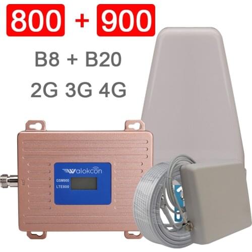 4g Repeater Mobile Network Booster 2g 3g 4g Cellular Signal Amplifier Antenna 4g Signal Amplifier Dual Band GSM 900 LTE 800 65DB