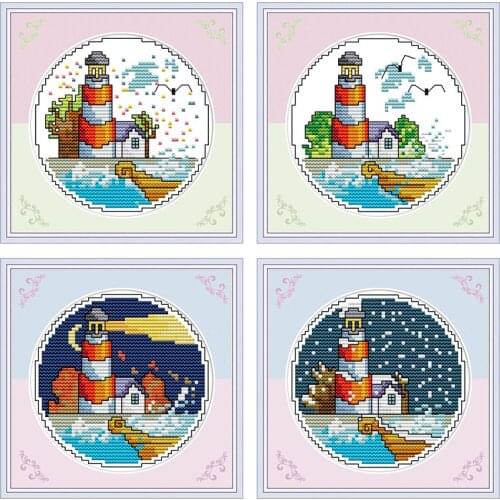 Spring by the Sea Patterns Chinese Cross Stitch Landscape Painting 14CT Printed Canvas 11CT Count Embroidery Kit DIY Needlework